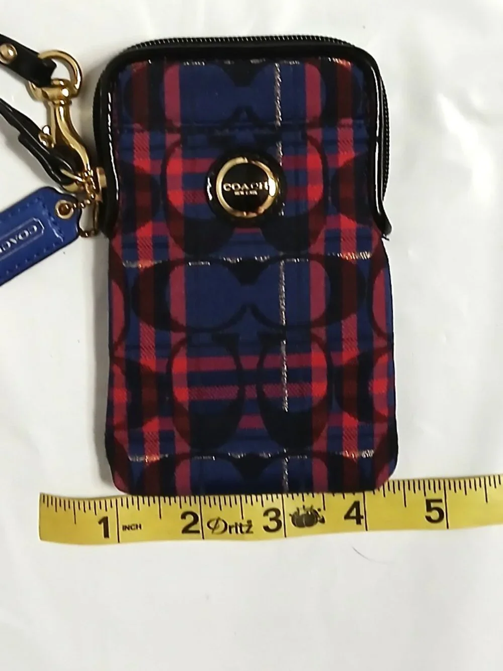 Vintage Y2K NWOT Coach Julia Tartan Plaid Universal ZIpper Wristlet Wallet